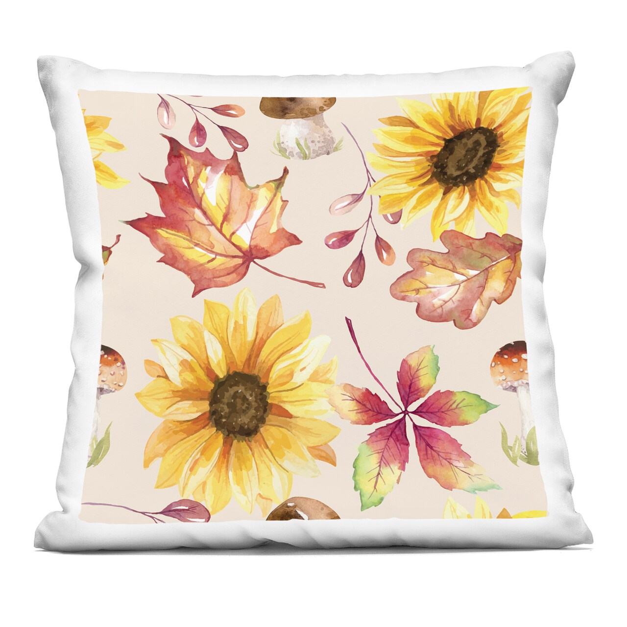 Stupell Industries Fall Mushroom Sunflowers Pattern Indoor Pillow, 18 x 7 x 18